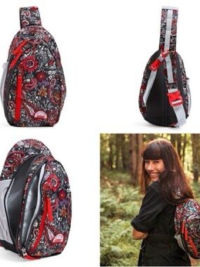 Vera Bradley Coleman 8L Sling Backpack
 Women's Floral - Red and Black